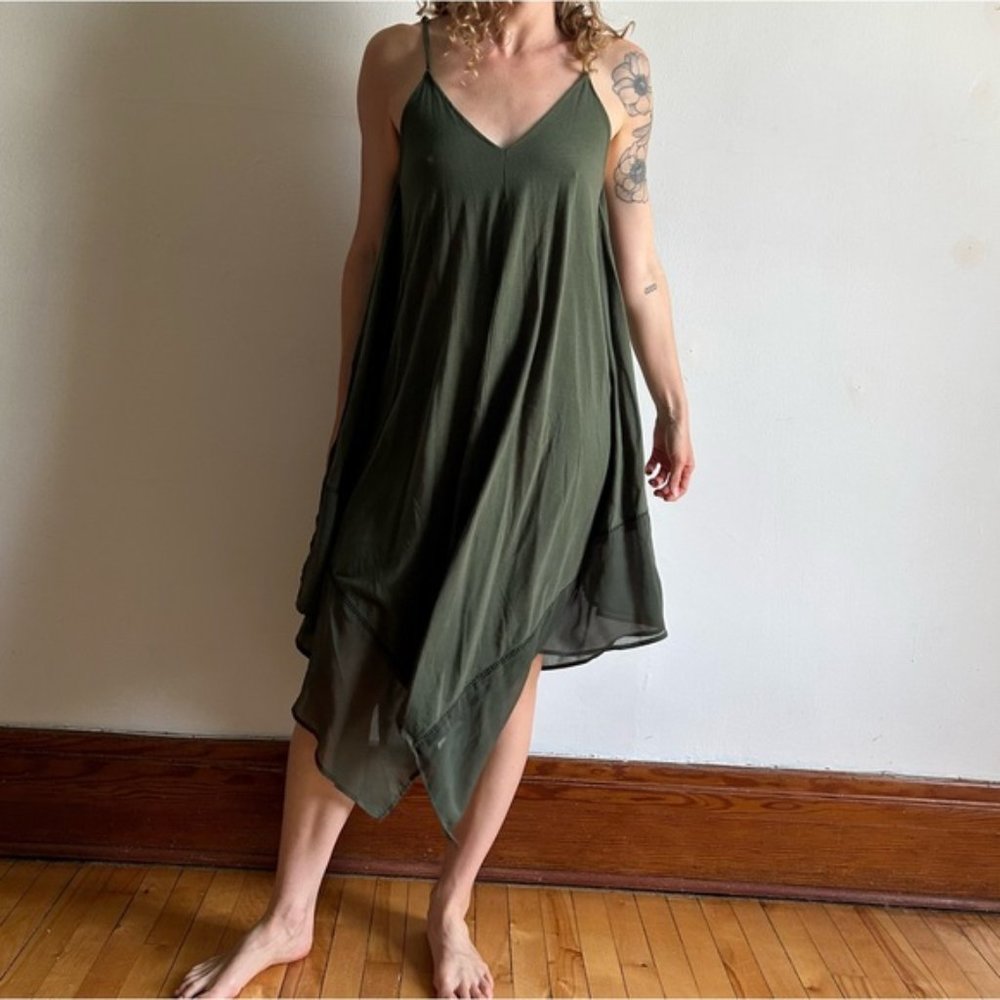 Tommy Bahama Green Asymmetric Flowy Tent Dress